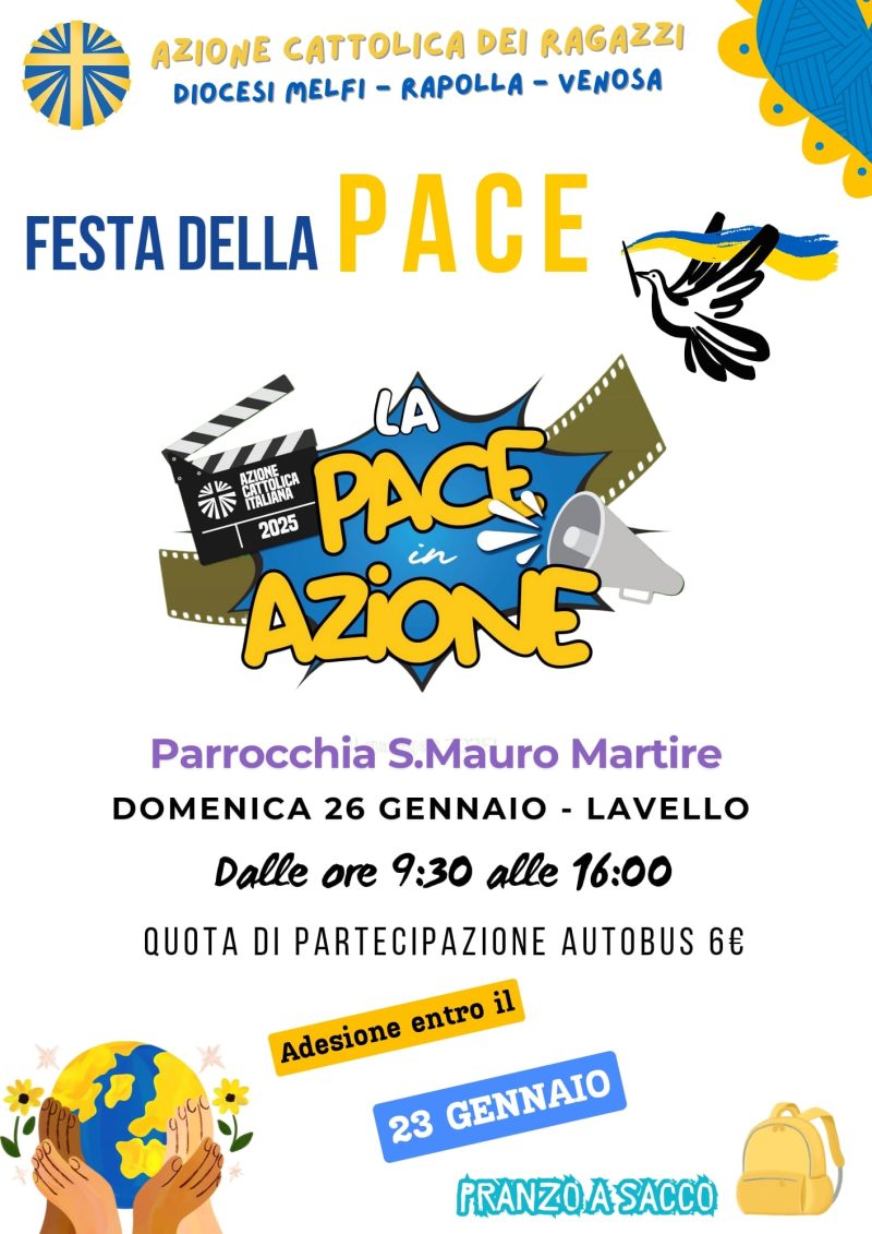 Festa della pace dell'Azione Cattolica, domenica 26 gennaio a Lavello, Chiesa di San Mauro